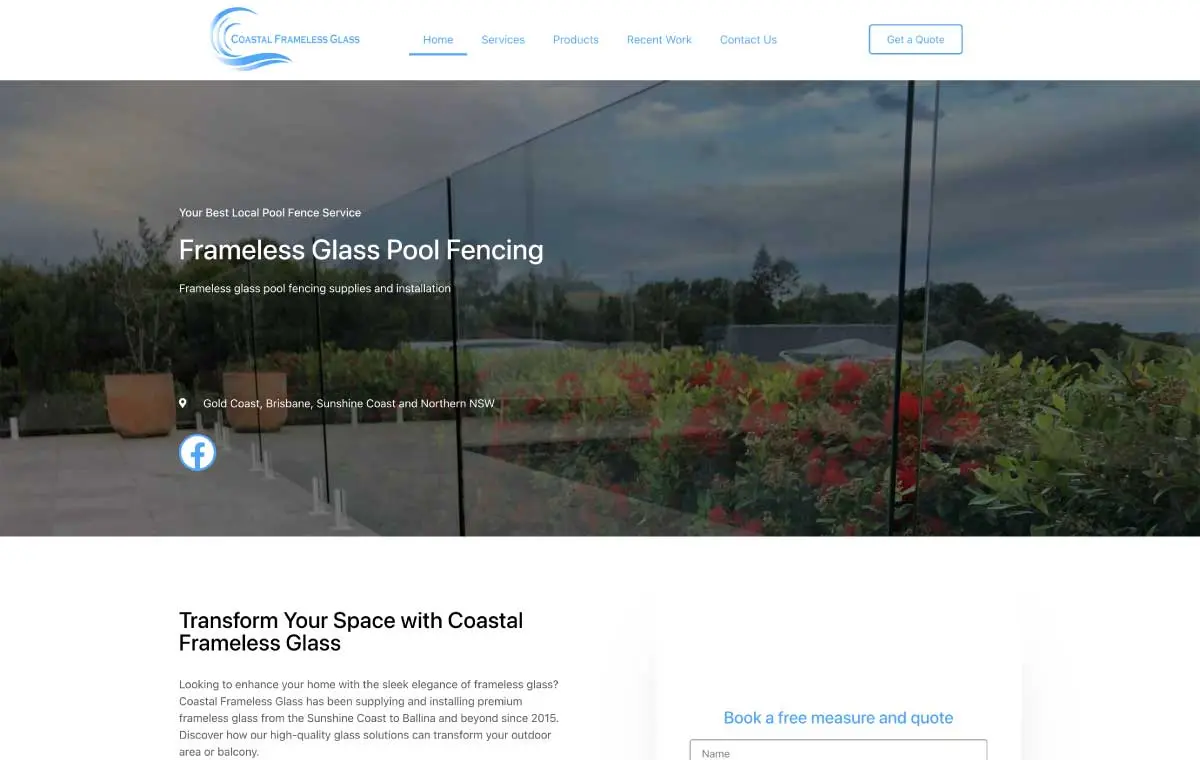 Coastal Frameless Glass website preview