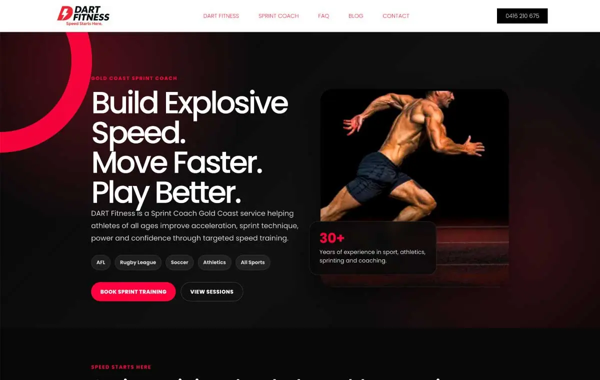 DART Fitness website preview