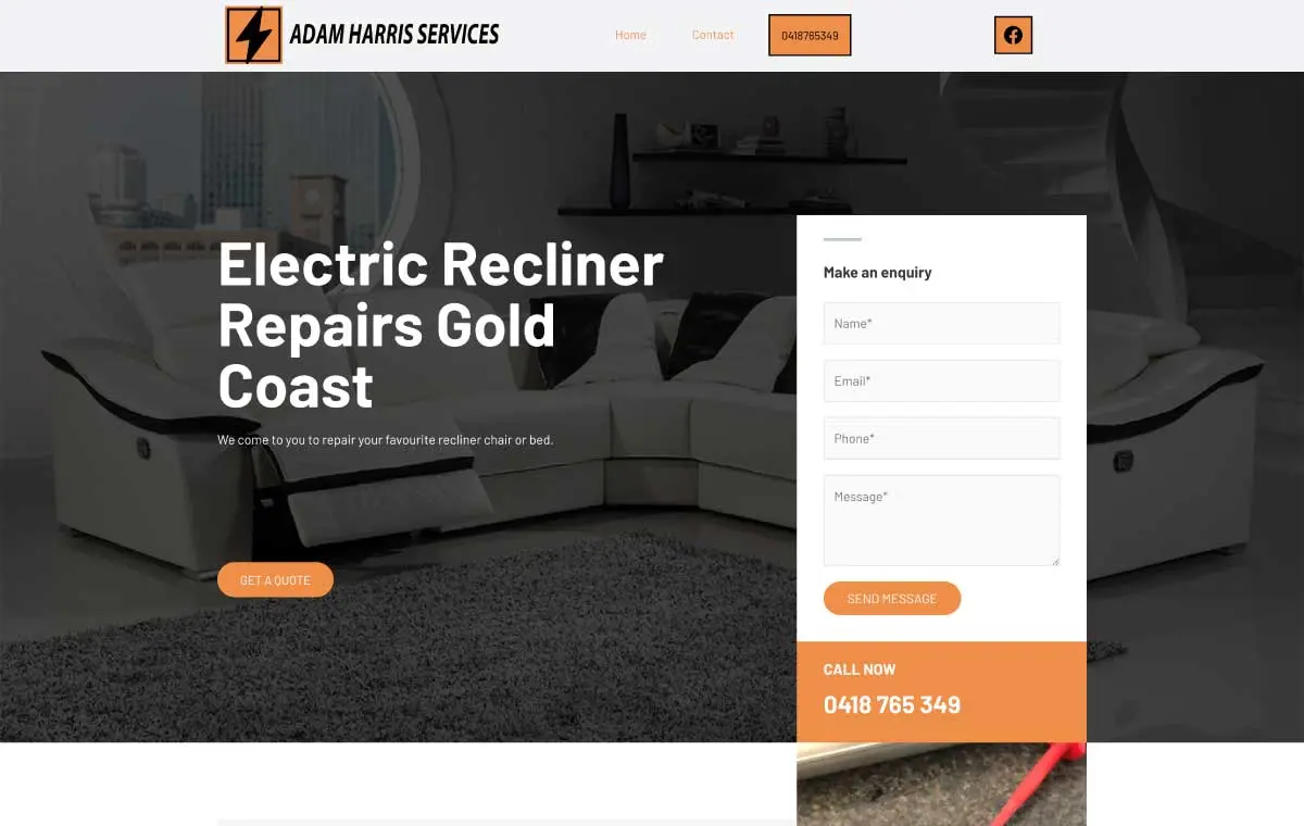 Electric Recliner Repairs website preview