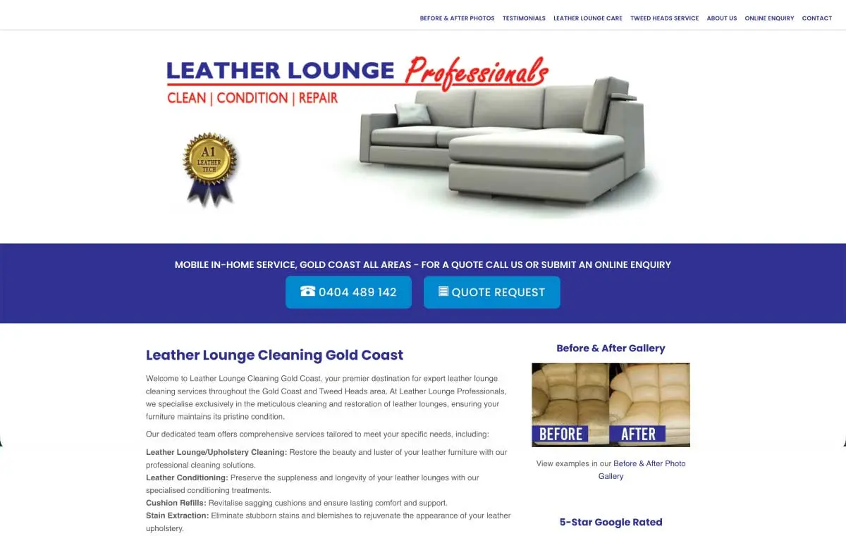 Leather Lounge Pros website preview