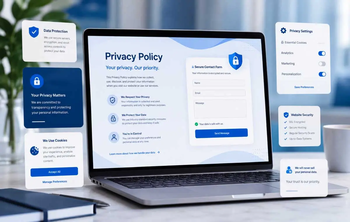 Privacy policy, data protection and website security preview